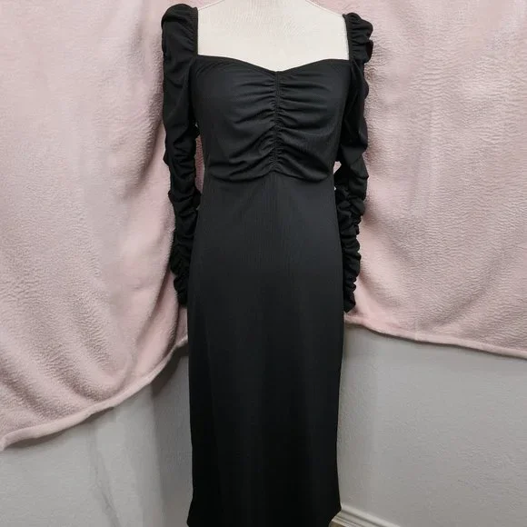 knee length dresses for ladies Rent Topshop Textured Tassel Open Back Midi Dress In Black